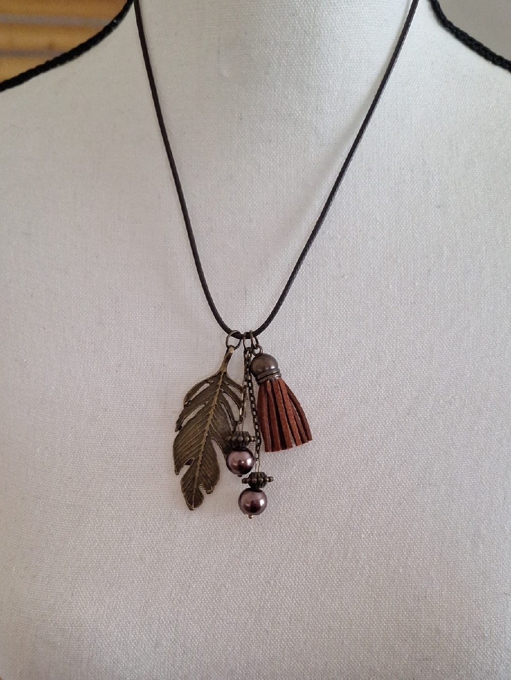 Boho Bronze and Leather Necklace